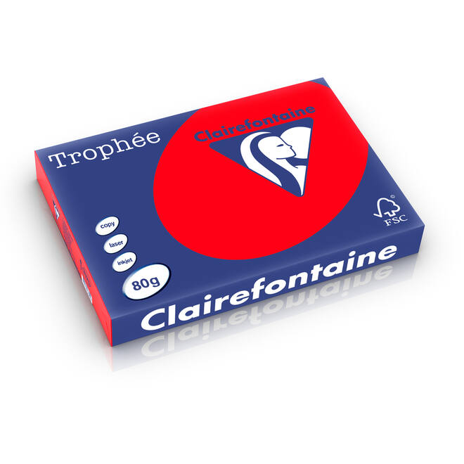Kopieerpapier A3 koraalrood FSC houtvrij 500 vel, 80 grs.